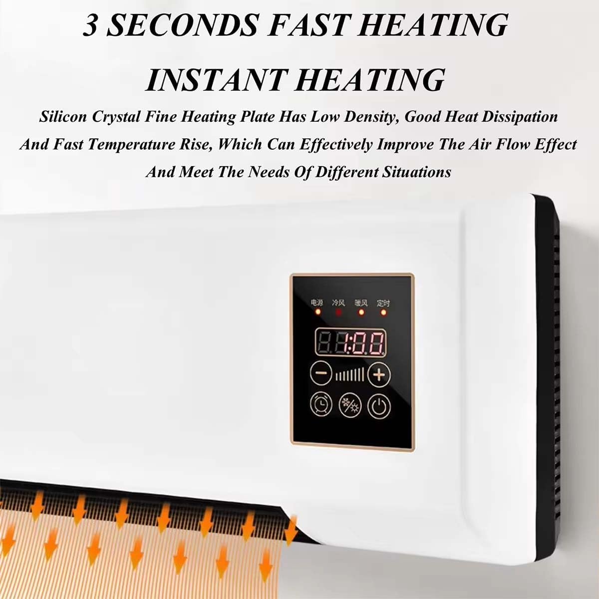 2 In 1 Wall Mounted Heating System, Cooling/Heating, Kitchen Wall Air Conditioner Fan, for Bathroom Office, RV Air Conditioner Heater and Fan Combo(White)