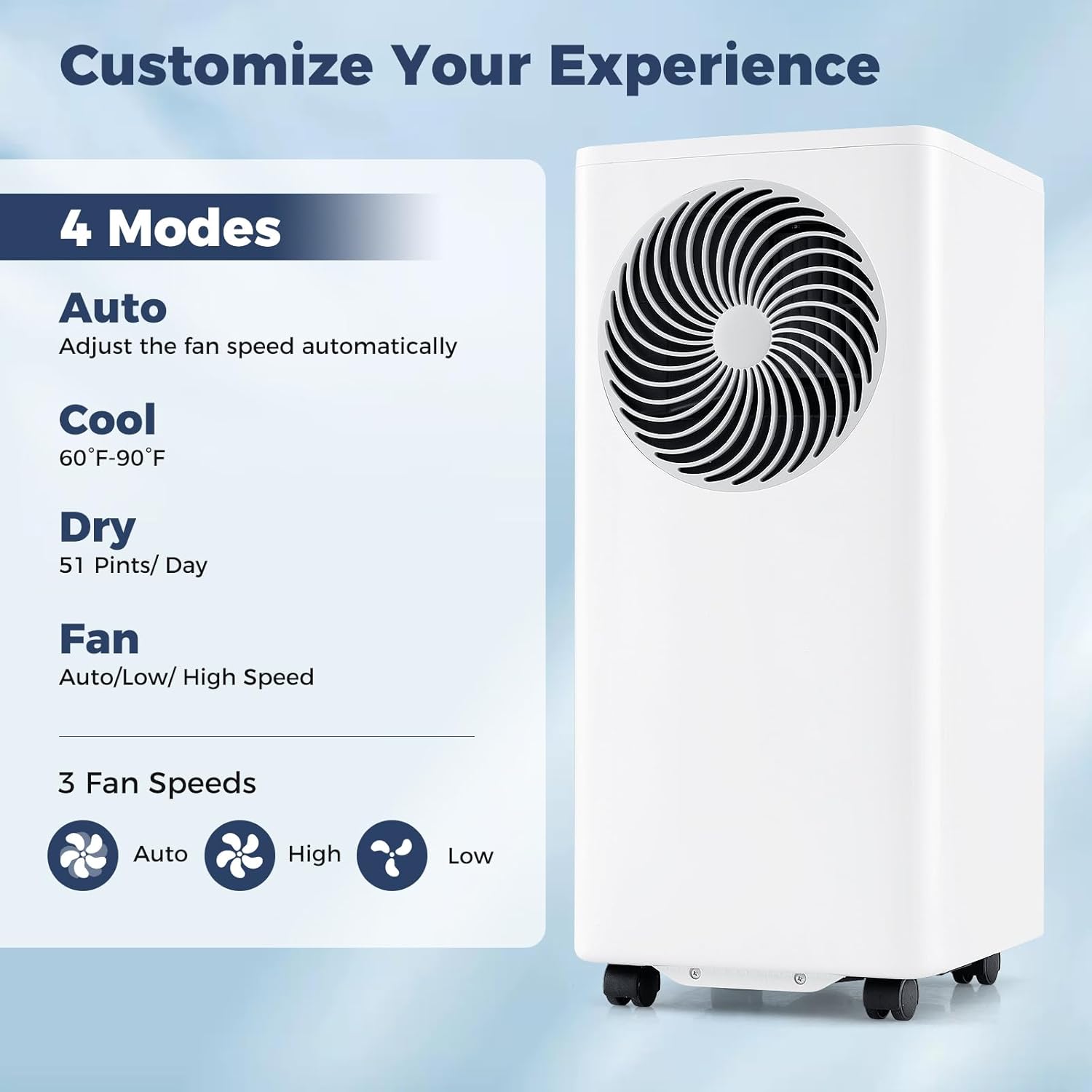 GOFLAME 10000 BTU Portable Air Conditioner, 3-in-1 Floor AC Unit with Fan & Dehumidifier, 24H Timer, Sleep Mode, Remote Control, Drain Hose & Window Installation Kit, Cools up to 350 Sq. Ft