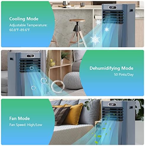 ARLIME Air Conditioner Portable, 10000 BTU Cools up to 350 sq. ft, Portable AC Unit with Fan & Dehumidifier, 2 Speed, Child Lock, 24H Timer, LED Display, Air Cooler for Living Room, Bedroom, Office