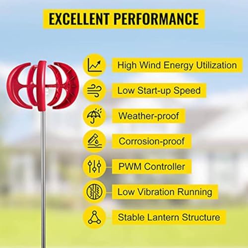 3000W/4000W/5000W Wind Turbine Generator - 12V/24V/48V Vertical Wind Motor for Hybrid Wind-Solar Systems, Ideal for Garden & Boat with Controller
