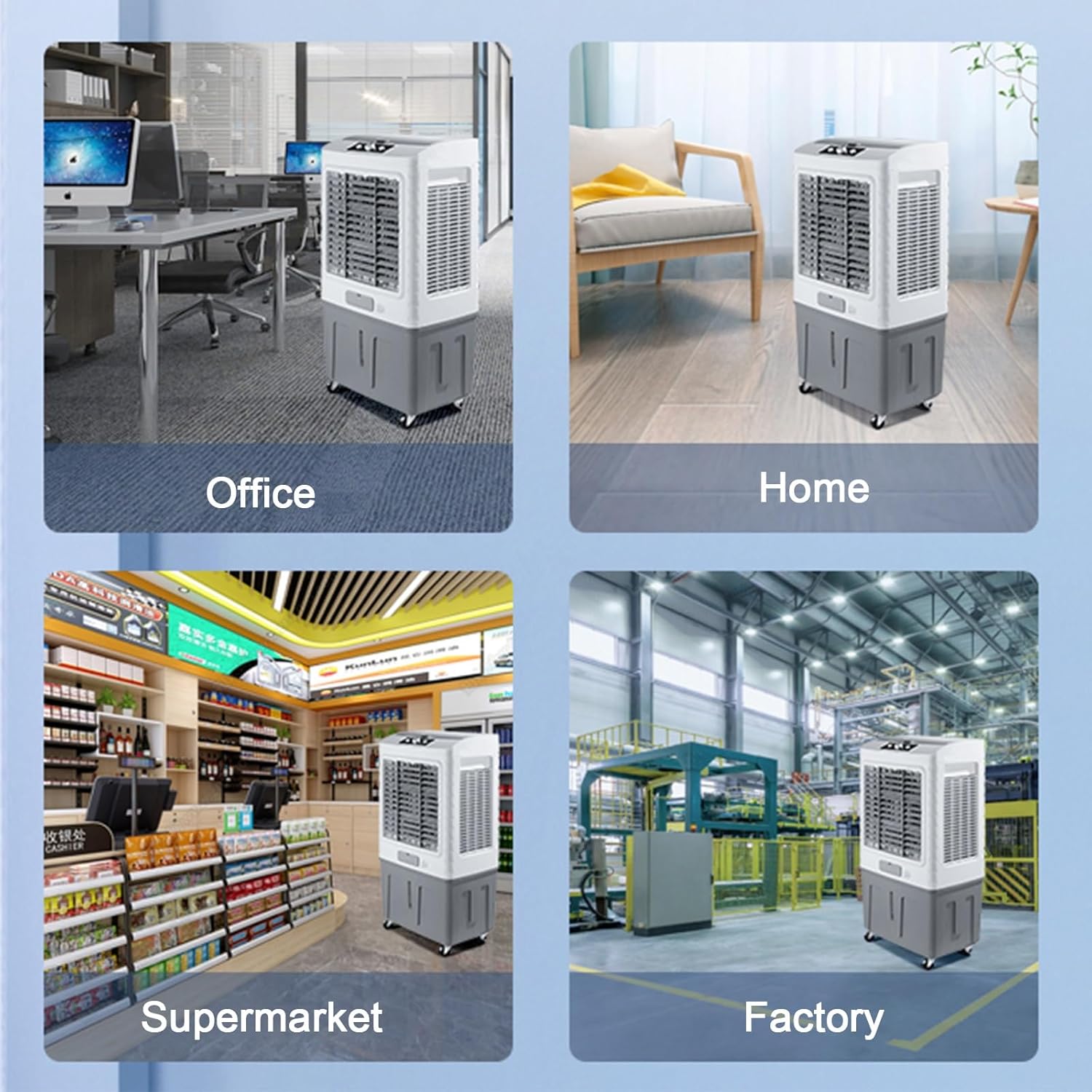 Swamp Cooler Air Conditioner, Evaporative Air Cooler w Large Capacity Water Tank, 4 Ice Box, Portable Air Conditioner with 3 Speeds for Backyard, Garage, Patio, Indoor(51x38x100cm(20x15x39.5in))