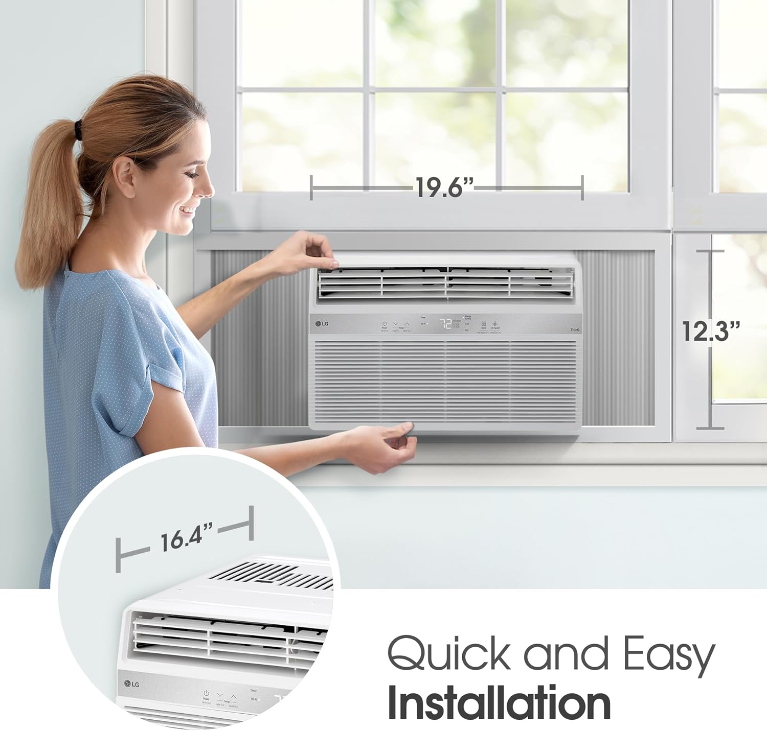 LG 8000 BTU Window Air Conditioner [2024 New] Remote Control WiFi Enabled App Washable Filer Ultra-Quiet Cools 350 Sq. ft for Small & Medium Room AC Unit air conditioner Easy Install White LW8024RSMX