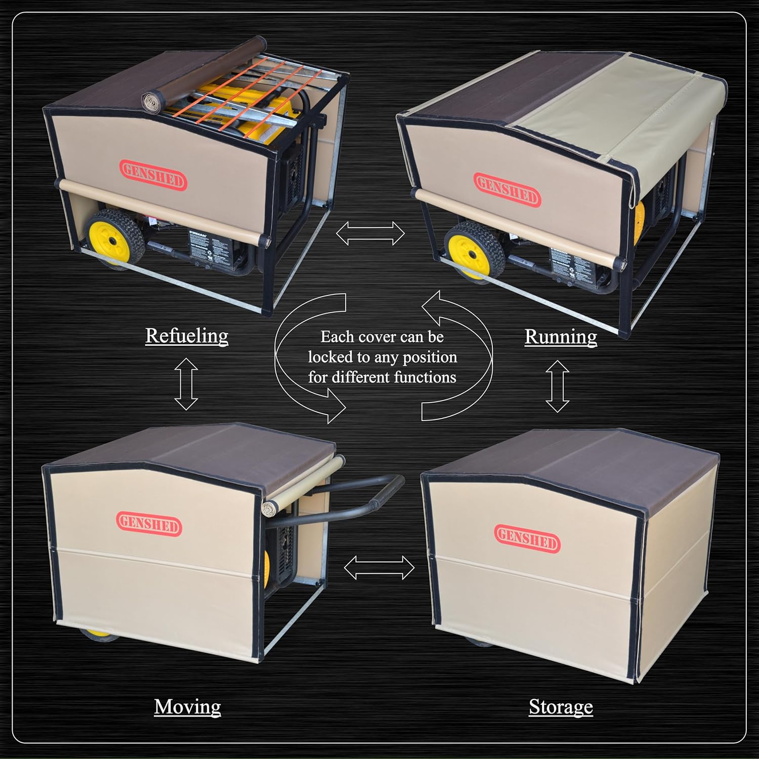 Generator Shed - Combining Generator Covers While Running & Generator Covers for Outside Storage into one. A Compact Generator Running Cover & Enclosure Built On Steel Frame (GCM)
