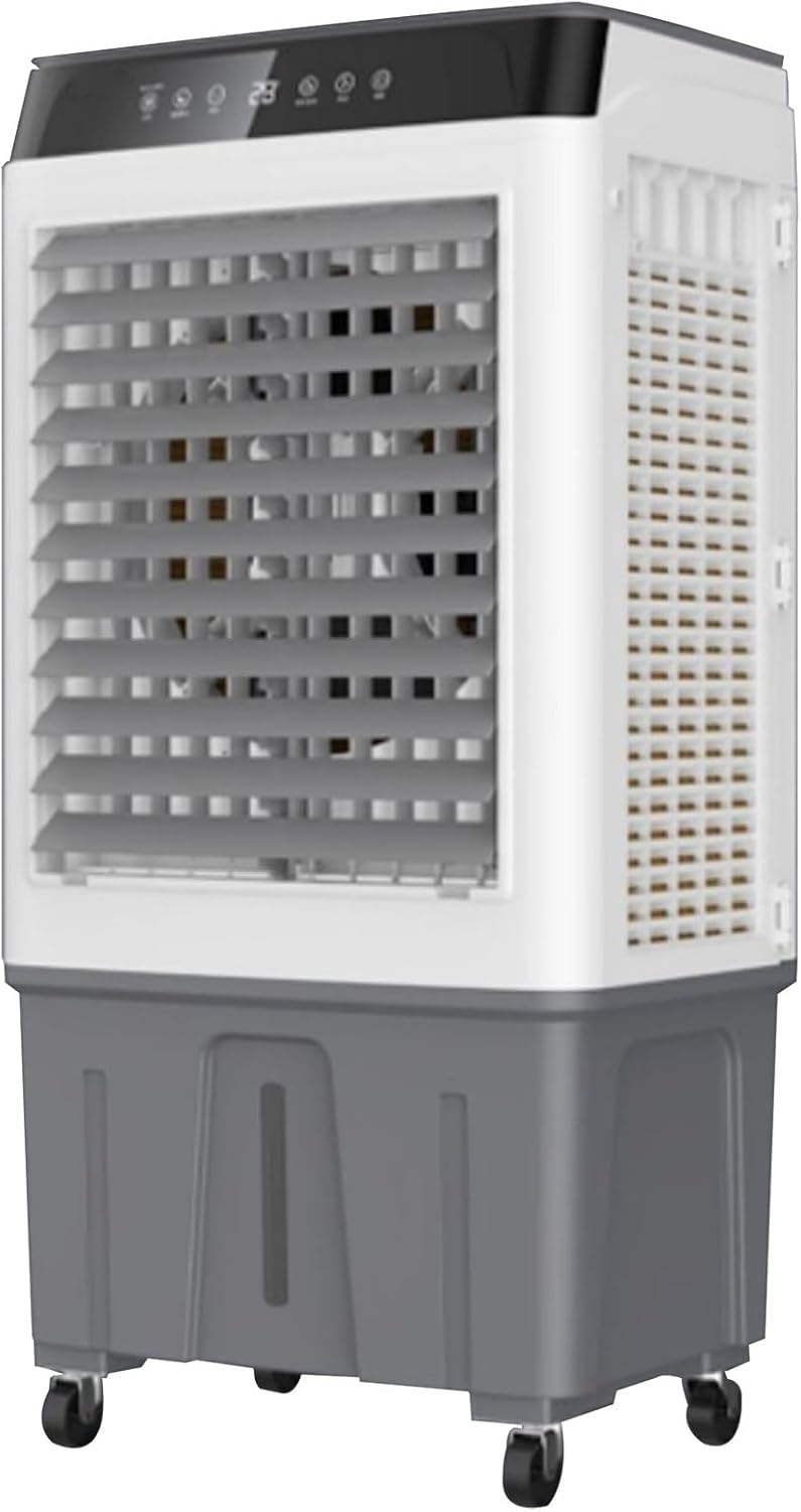 Swamp Cooler, Portable Evaporative Cooler Portable Air Conditioner with 4 Ice Pack, 90°Oscillation, for Garage, Yard, Commercial Use