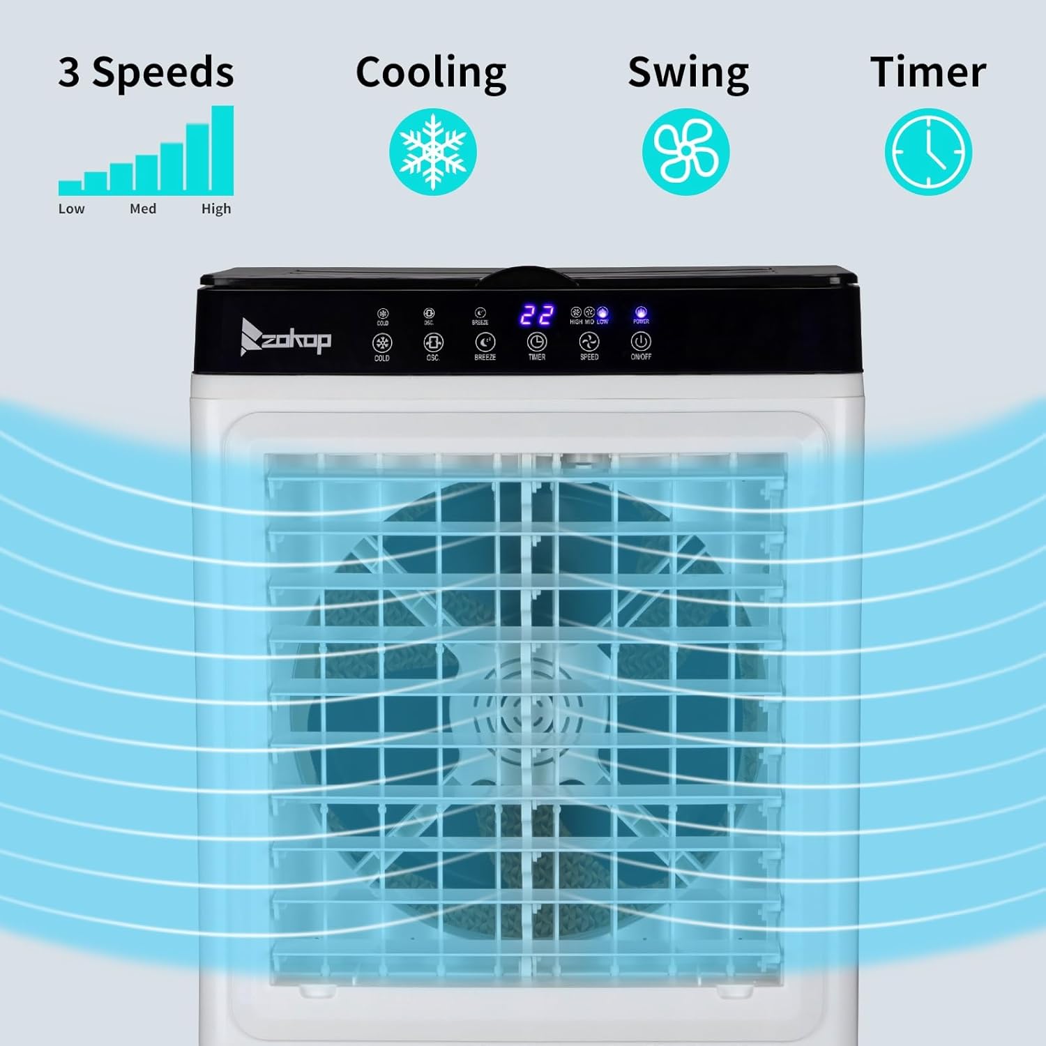 3 in 1 Portable Evaporative Cooler with 4 Ice Packs & 7.93 Gal Large Water Tank, 2353CFM Cooling Fan with Remote, 7.5H Timer, 3 Speeds, 90° Oscillation, Air Conditioner Portable for Indoor Outdoor