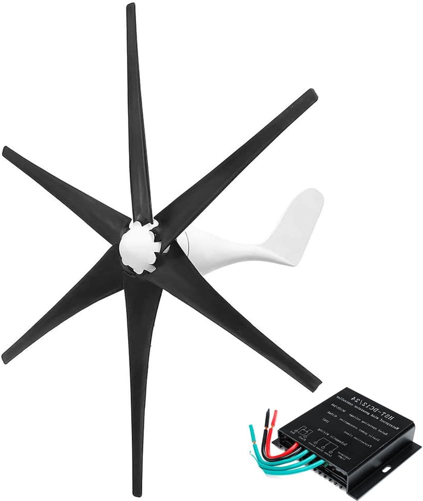 12V,1000W -3000W Wind Turbine Generator, 6 Blade 48V 220V Garden Wind Turbines Generator with Charge Controller for Solar Power Homeuse