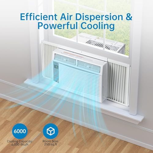 TrailBlaze 6000 BTU Window Air Conditioner, 3-In-1 Window AC Unit Cools up to 250 Sq. Ft, Cooler, Dehumidifier & Fan, 24H Timer, AC Window Unit with Remote Control & Installation Kit - WiFi Enabled