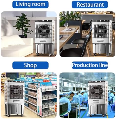 Portable Air Conditioners Portable Evaporative Ai Industrial air Cooler Large Capacity Water Tank 3 Wind Speed Adjustment 120° Free Swing Quiet Operation Gray 20.0in*15.7in*55.1in