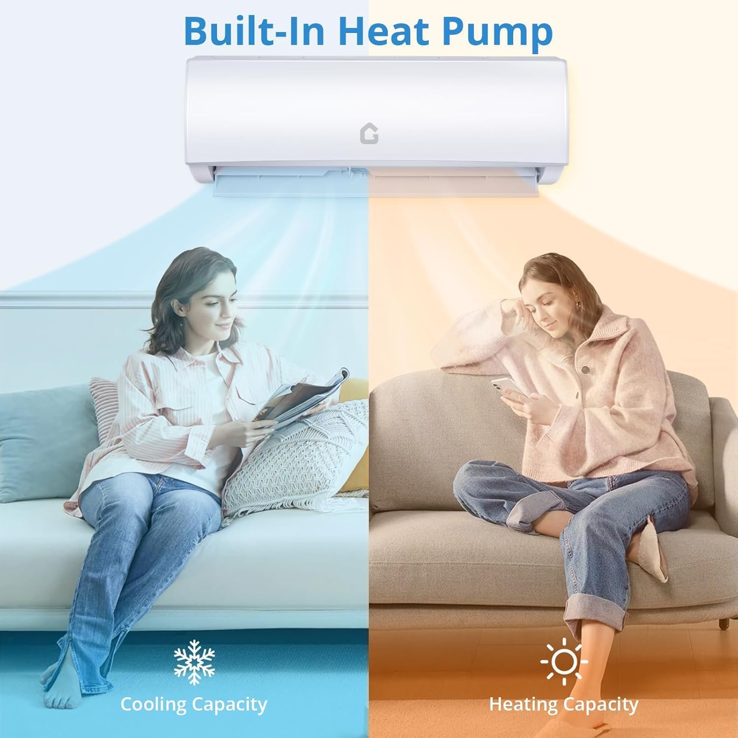 Garvee 24000 BTU Mini Split AC/Heating System, 21 SEER2 208/230V WIFI Enabled Energy Efficient Mini Split Air Conditioner,Wall-Mounted Split AC Unit,Cools Up to 1500 Sq.Ft,Heat Pump & Installation Kit