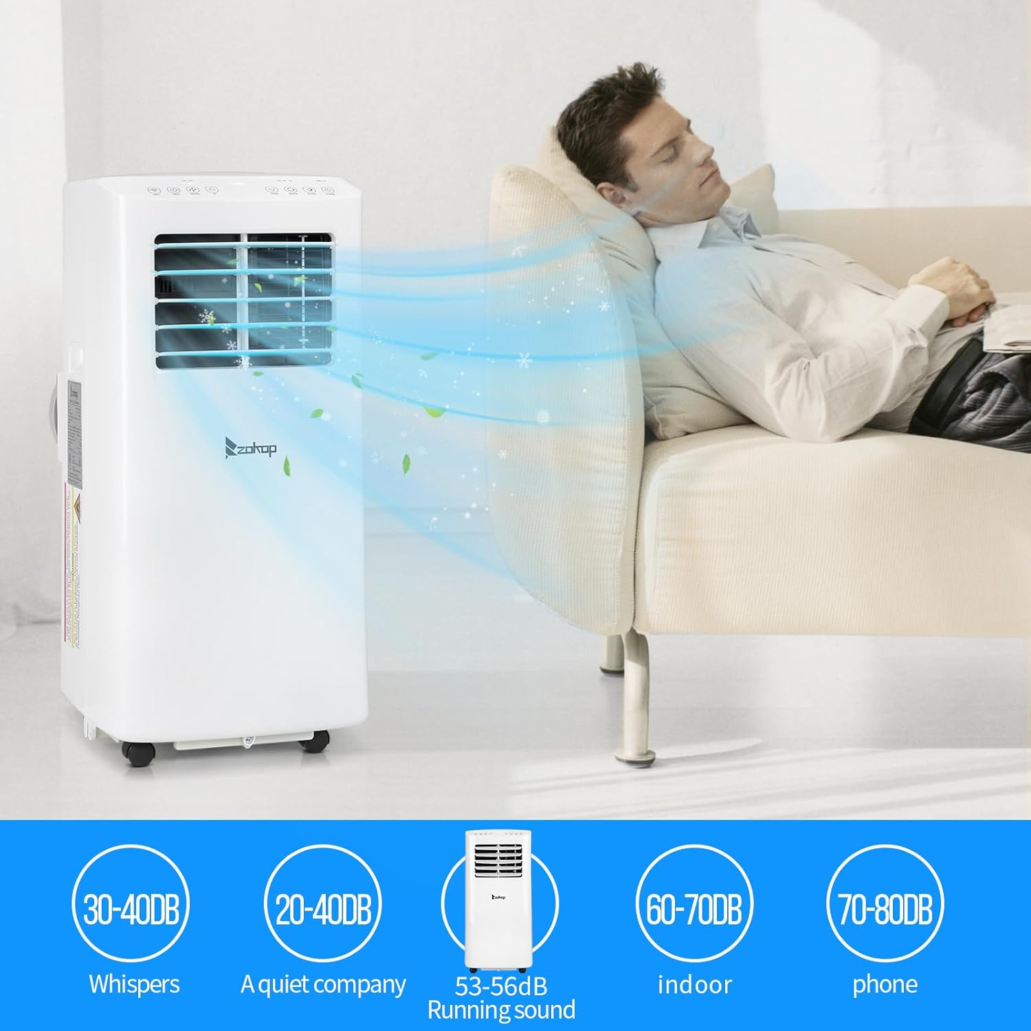 Winado Portable Air Conditioners 9000 BTU for Room Up to 300 Sq.Ft, 3-in-1 WiFi Portable AC Units with Remote Control/24Hrs Timer/Smart Memory, Air Cooler for Garage/Office/Bedroom