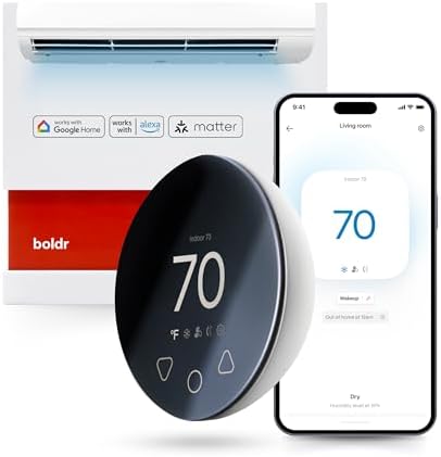 Boldr Klima Smart Thermostat for Air Conditioners, Window A/C, Mini Splits & Heat Pumps - Alexa & Google Home Compatible, WiFi Control App, Energy Saving, Easy DIY Install, Aluminum Silver
