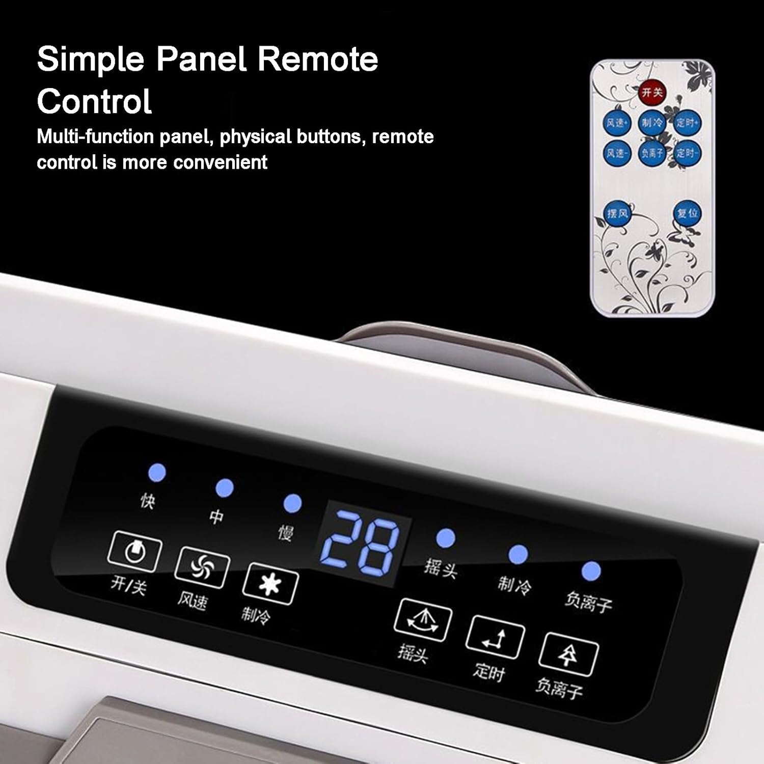 Portable Air Conditioners, Evaporative Cooler, with Remote and 12H Timer, 45L/10bal Water Tank, 3 Speeds, for Backyard, Garage, Patio