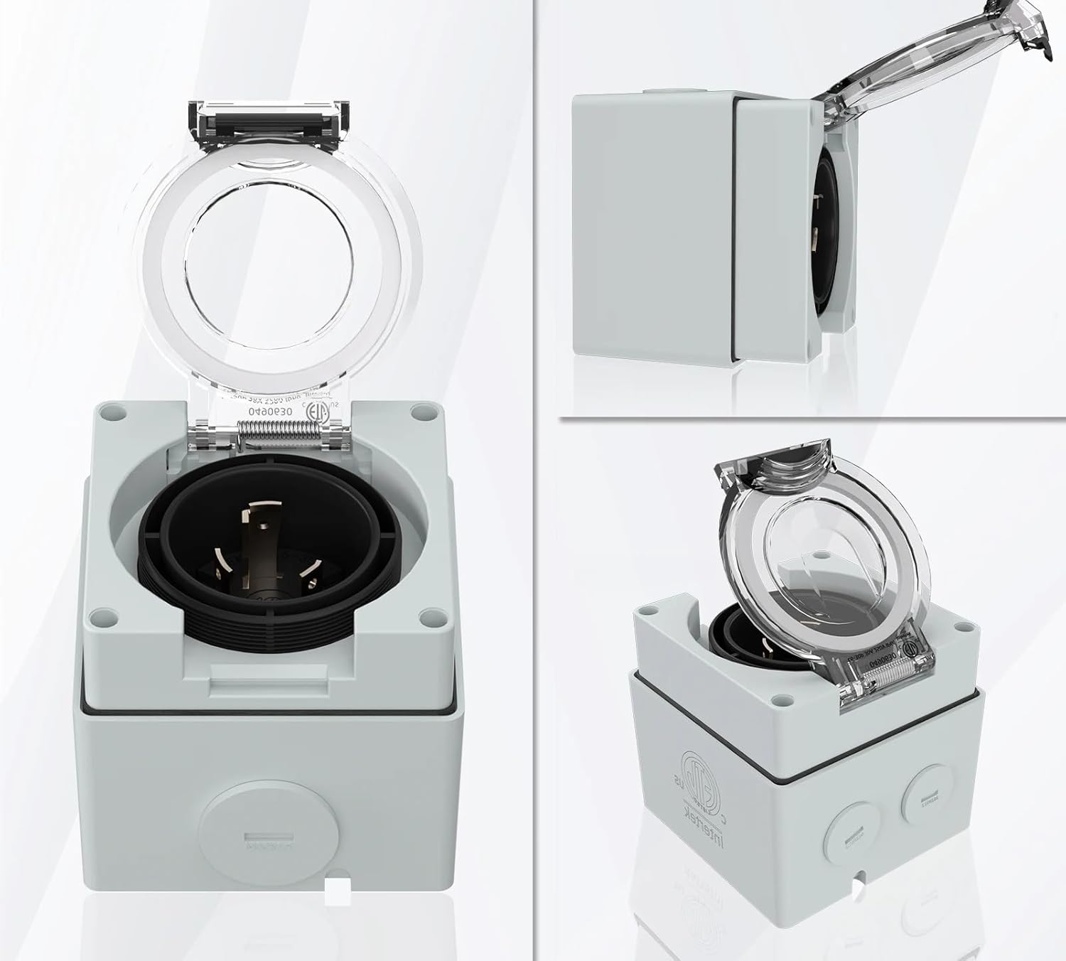 1pcs L6-30P-BOX US 30Amp Generator Power Inlet Box, NEMA L6-30P Box 250 Volt Male Plug Outdoor dustproof and Weatherproof for Generators