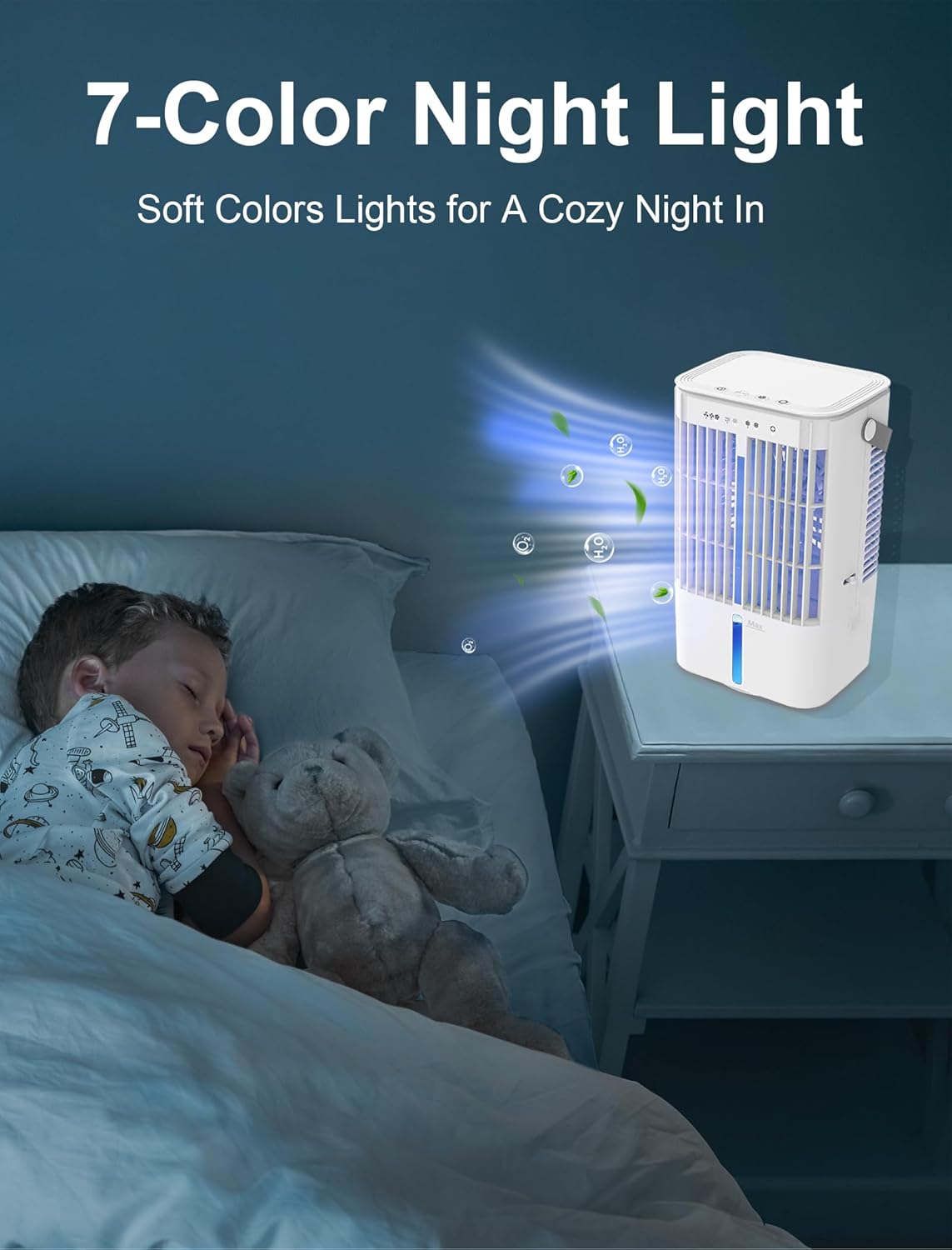 Portable Air Conditioner, 1200mL Evaporative Air Cooler, Personal Mini Air Conditioner with 3 Speeds & 2/4H Timer, 120° Oscillating Portable Ac Unit Fan Small Air Conditioner for Home Office Room