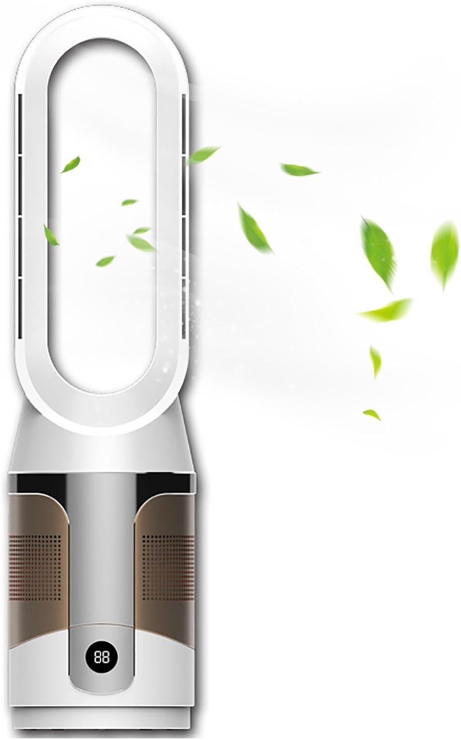 Bladeless Cooling Fan, Tower Fan ,Oscillating Pedestal Fan with Remote Control, 10 Speeds, 9H Timer,Air circulation, cold and warm, can be used all year round, for Indoor Home Bedroom Office Room(Gold