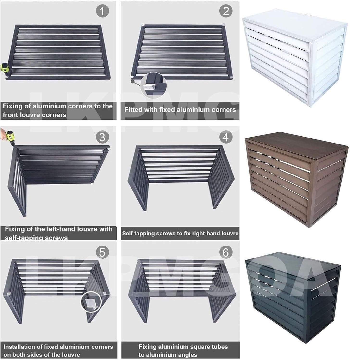 Air Conditioner Fence Panels, Outdoor Privacy Fence Covers, Hid Air Conditioner Rack Flower Stand, All Weather, Noise Reduction(Gray,1.5P)