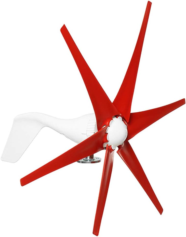 9000W 6 Fiber Blade Wind Turbines Horizontal Home Wind Generator Windmill Energy Turbines Charge 12V 24V Volt Power Red (12V)