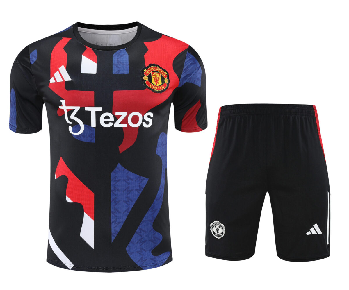 Conjunto de calentamiento Manchester United azul rojo y negro - NewNow