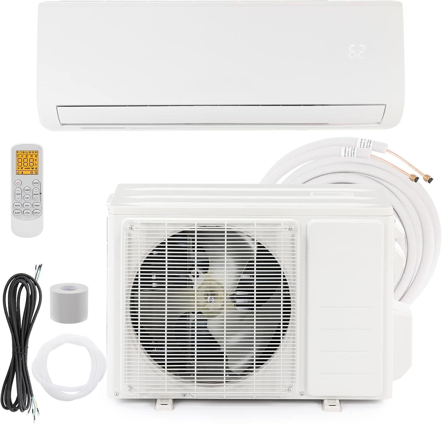 24,000 BTU Mini Split AC/Heating System with Inverter, 230V 19 SEER Energy Saving Ductless Split-System Air Conditioner with Pre-Charged Condenser, Heat Pump, Remote Control & Installation Kit