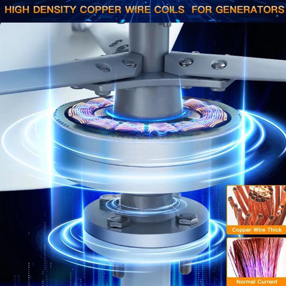 10000W High Power New Energy Wind Generator, 3 Blades Low Noise 12V/24V 48V 220V Generator Windmill Generate Turbin Complete Set for Family with Controller