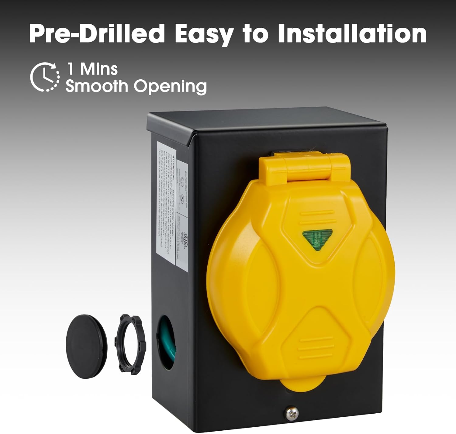 30 Amp Generator Power Cord and Power Inlet Box Combo Kit, Heavey Dury NEMA L14-30P to L14-30R,125/250V 7500W 10 Gauge SJTW Generator Cord, Twist Lock Connector (50FT)