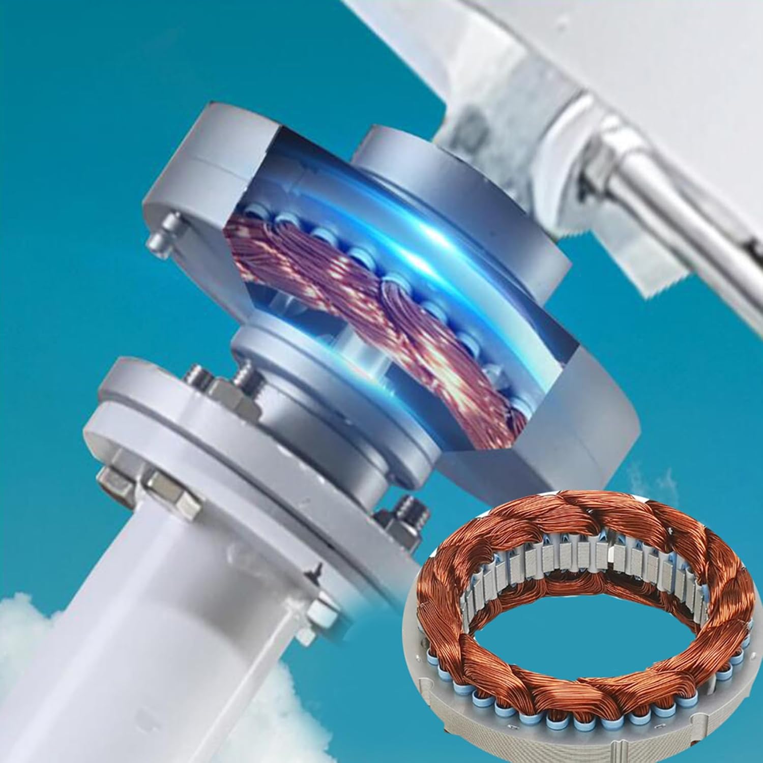 Vertical Axis Wind Turbine Generator Kit, 12000W 24V 48V 220V Free Energy Windmill Wind Turbine Generator Home Three Phase Generator Maglev