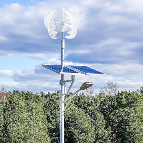 400W 600W 800W 1000W 1200W Wind Turbine Generator Kit - Vertical Axis Wind Solar Hybrid System with 5 Blades & Controller for Home Energy Solutions, 12V Windmill Motor