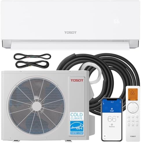 TOSOT 12,000 BTU 24.5 SEER2 Mini-Split Air Conditioner & Heater, Energy Star & Cold Climate Certified, Ductless Inverter AC Unit with WiFi, Supports ERV System, 208-230V, Aoraki Series, White