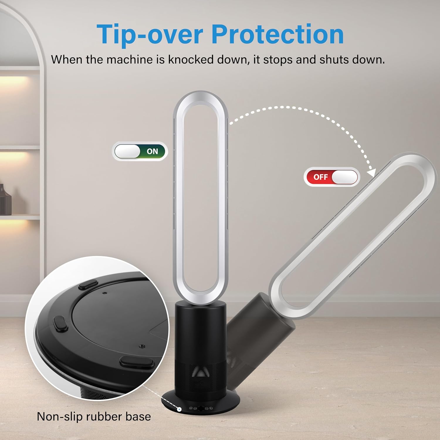 Simple Deluxe 45 Inch Bladeless Tower Fan with Remove, Cooling Fan for Indoor Use, Oscillating Fan for Home Bedroom