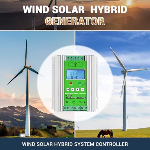 1400W Sun Hybrid Controller for PC - Wind & Solar Charge Controller with LCD Display, Free Dump Load, Compatible with 12V/24V Systems, 600W Wind + 800W Solar Energy Solutions