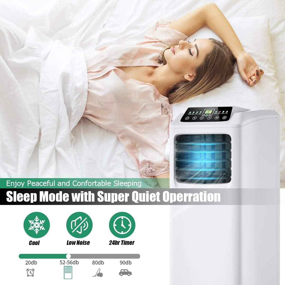 DORTALA 8000BTU Portable Air Conditioner 3-in-1 Floor AC Unit w/Dehumidifier, Quiet AC Unit Cools Rooms to 230 sq.ft LED Display, Remote Control, Complete Window Mount Exhaust Kit, 30inch