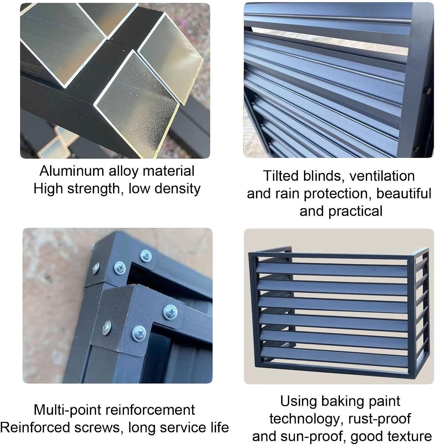 Air Conditioner Covers, Outdoor Anti Theft Aluminum A C Cover Privacy Fence Screen, Used for Outdoor Unit Noise Reduction(Gray,2 3P)