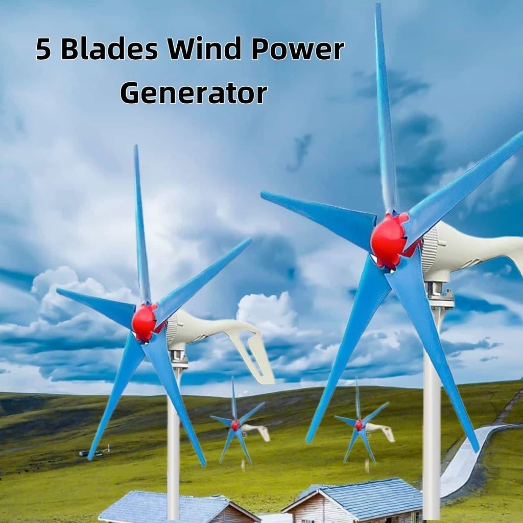 12V 24V with 5 Blades Wind Power Generator, 800W Wind Turbine Generator Kit for Marine, RV, Home, Windmill Generator(24 V)
