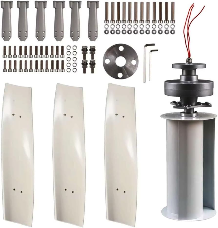 12000W Low Noise Vertical Wind Turbine Generator,12V 24V 48V 220V with Controller 3 Phase Home Use Wind Turbine Generator for Courtyard Garden Lighting (White),White,24V