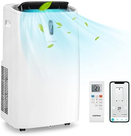 COSTWAY Portable Air Conditioner, 14000 BTU AC Unit with Cool, Fan, Heat & Dehumidifier, Alexa Voice-Enabled, with WiFi Smart App Control,Cools up to 700 Sq. Ft