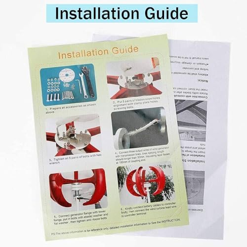 1200W Vertical Axis Wind Turbine Kit - 5 Blade 12V/24V Generator - High Efficiency Permanent Magnet Windmill for Home Renewable Energy Solutions, Eco-Friendly Power Generation