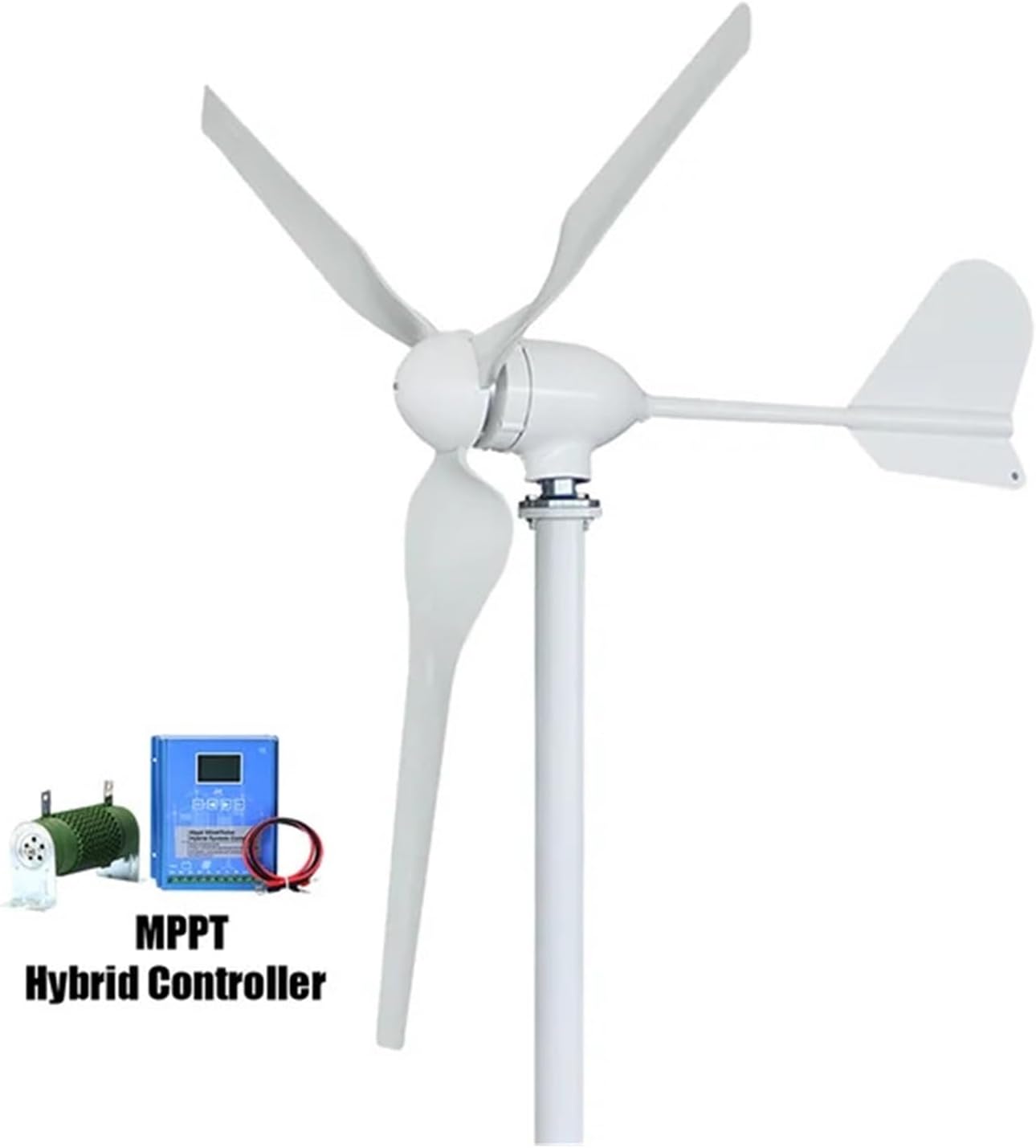 Wind Turbine Generator 2000w 48V 24V 12V Windmill Horizontal Wind Generator Kit Mppt Controller for Home Use Industrial Energy(Hybrid Control,24V_2000W)