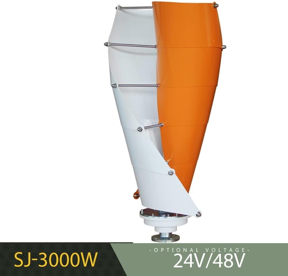 Wind Turbine, Wind Mill Energy Vertical Wind Turbine 3000W 24V 48V Maglev System Small for Hybrid Solar Wind System(Blue White_48V)