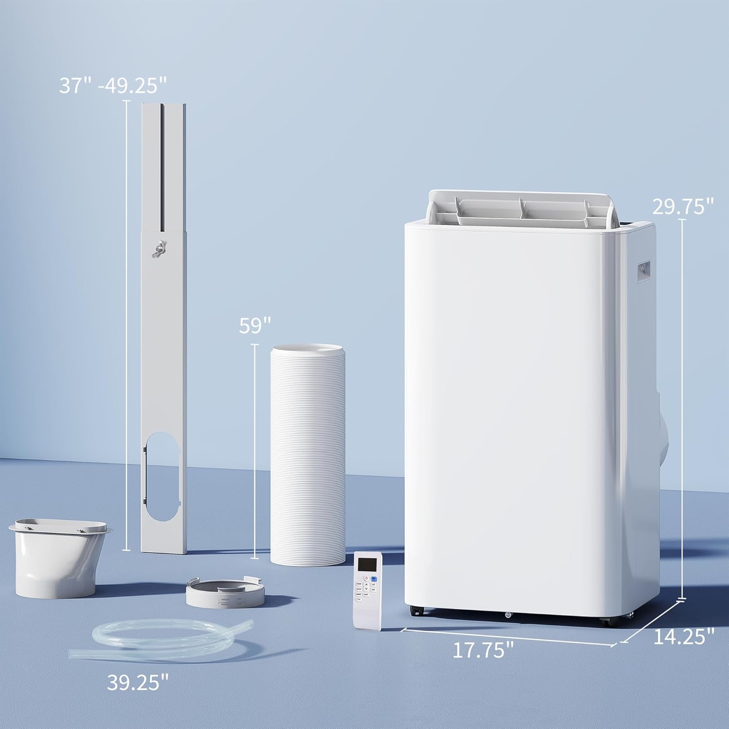 HOMCOM 12000 BTU Portable Air Conditioner with Remote Control, Free Standing AC Unit with Built-in Cool, Dehumidifier, Fan Modes for Room Up to 550 Sq.Ft., 24 Hour Timer, Window Installation Kit