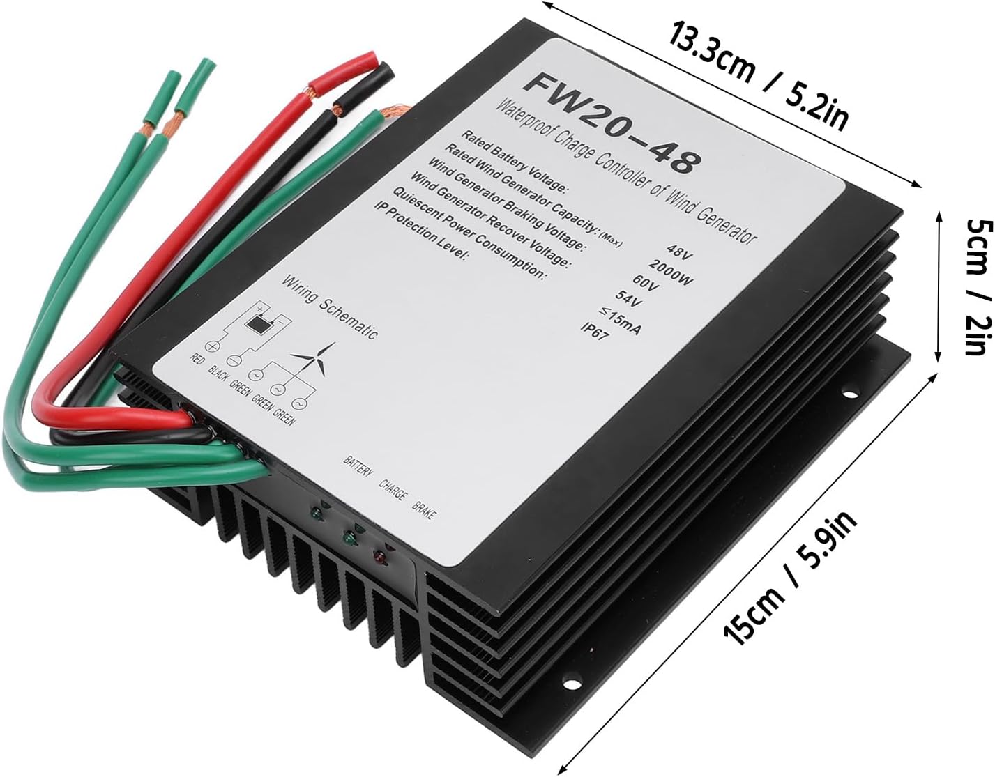 MPPT Wind Turbine Charge Controller 48V IP67 Water , Automatic Braking for 2000W Wind Turbine - Advanced Heat Dissipation, Reliable Protection, Ideal for Renewable Energ