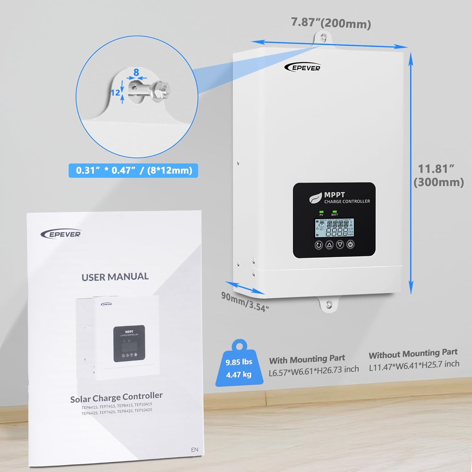 Epever 60A Mppt Solar Charge Controller PV 150V TEP Series 12v/24v/48v Battery System Compatible.