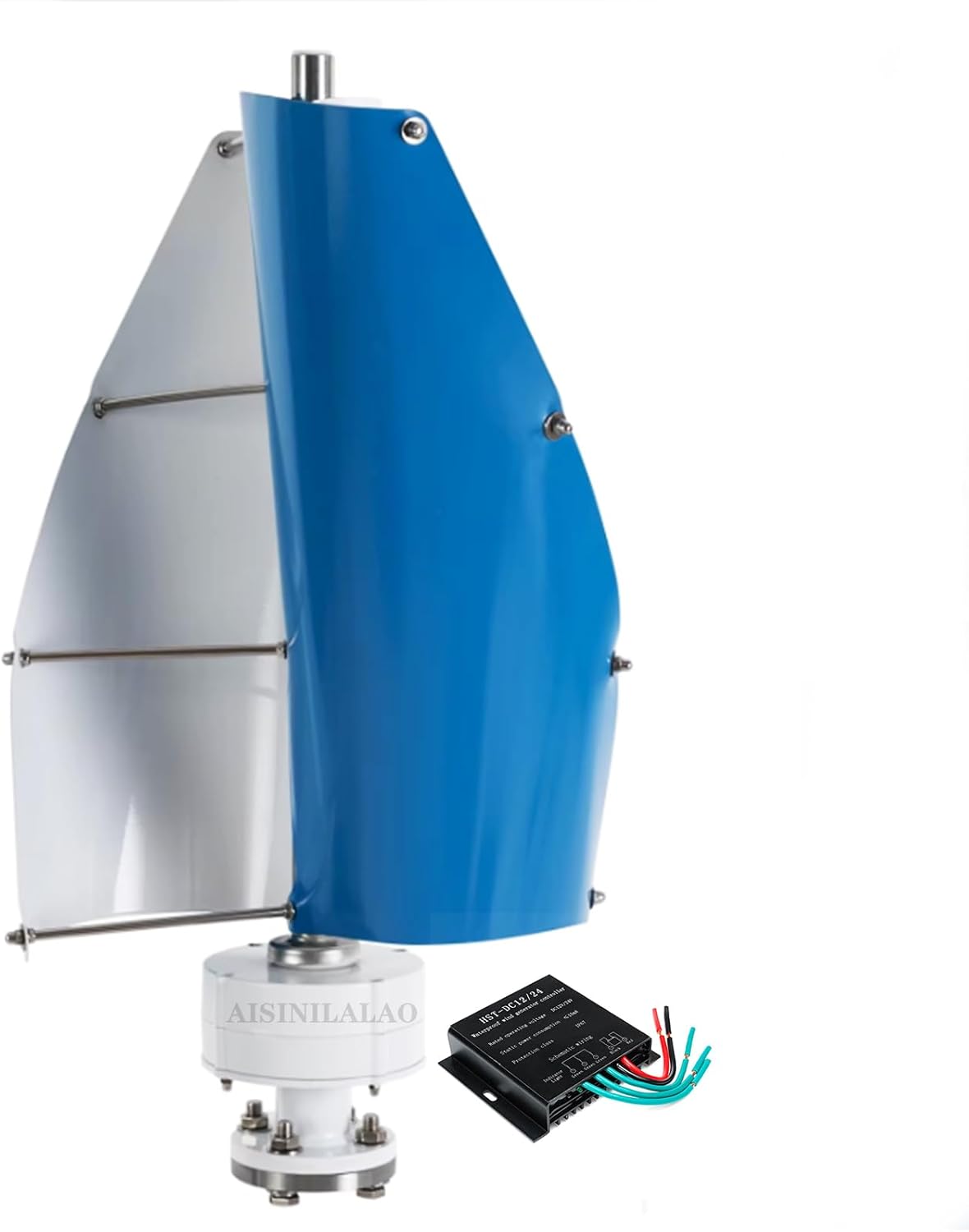 3000W Spiral Wind Power Generator W/Controller 2 Blade, No Noise Vertical Axis Wind Turbine Kit, for Wind and Solar Power Generation(12V 24V 48V)