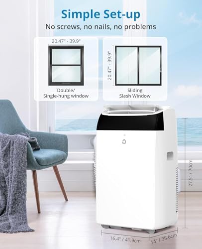 14000 BTU Room Air Conditioners with Remote Control, 3-In-1 Free Portable AC Unit with Fan & Dehumidifier, Cools Room Up to 700 Sq.Ft, Smart/Sleep Mode,3 Speed,Auto Swing,24H Timer