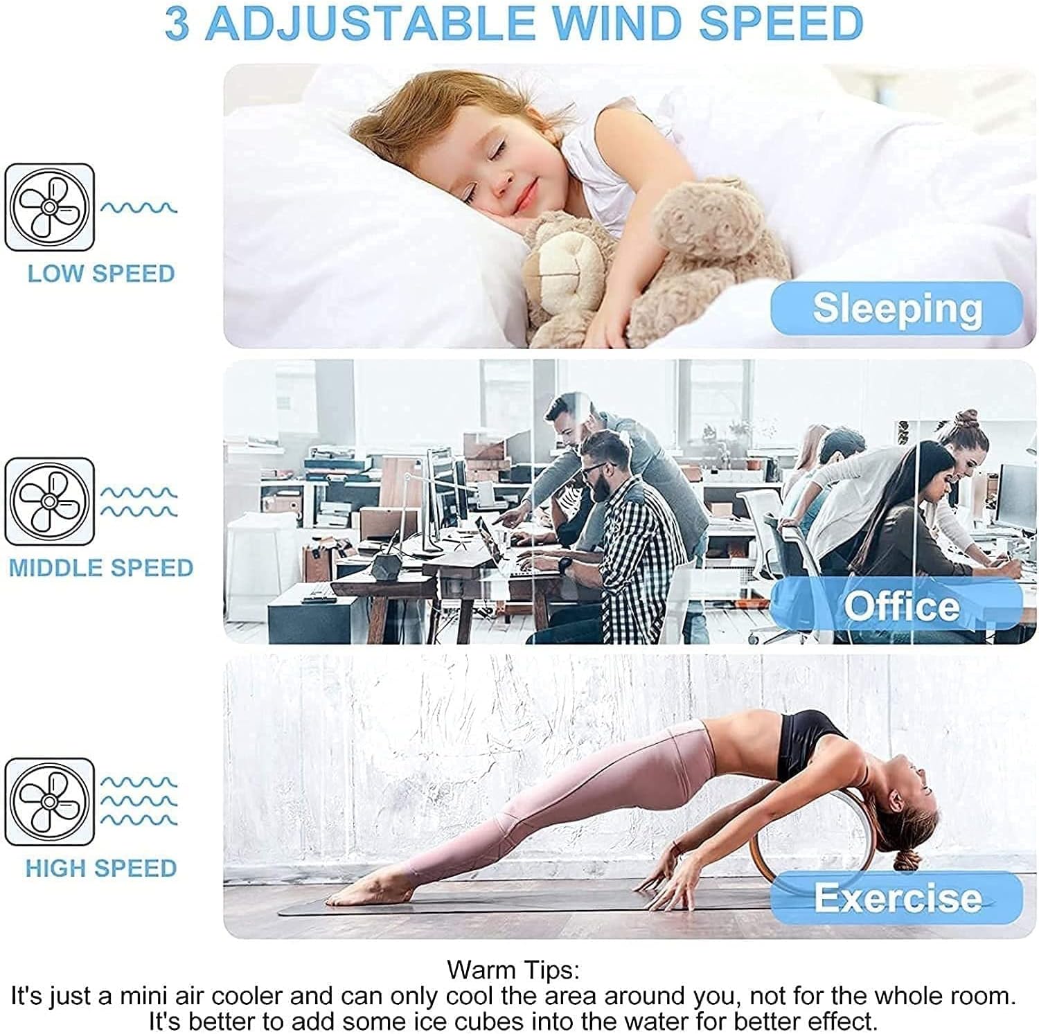 Portable Air Conditioner Fan - Air Cooler Fan, Portable Desktop Cooling Fan, Personal Table Air Conditioner Fan, Ideal for Desktop Office Small Room Dorm