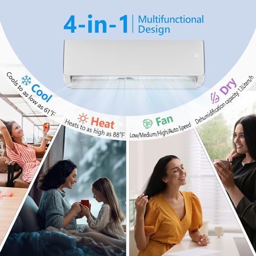 Bonnlo 11500BTU Wifi Enabled Mini Split Air Conditioner & Heater, 17 SEER2 115V Inverter Ductless Wall AC Unit with Pre-Charged Condenser, Heat Pump & Installation Kit