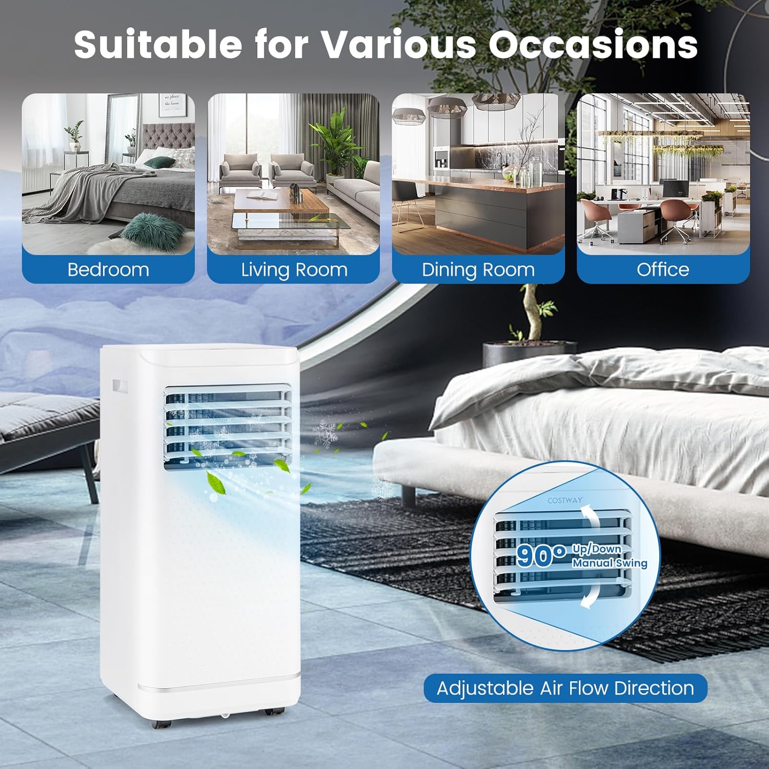 ARLIME Portable Air Conditioner,10000 BTU AC Unit, 3 in 1 Cooling Unit w/Dehumidifier, Fan Mode, Quiet AC Sleep Mode, 24H Timer, LED Display & Remote Control, Cool Rooms up to 250 Sq.Ft (10000 BTU)