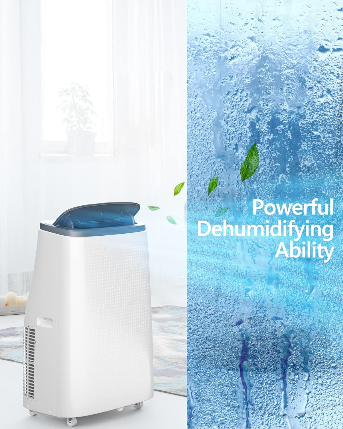 14,000 BTU Portable Air Conditioner with Dual Motor Fast Cooling, AC/Dehumidifier/Fan, Cools Up to 700 Sq Ft, 50 DB Quiet Sleep Mode, Remote & 24-Hour Timer,360° Mobility
