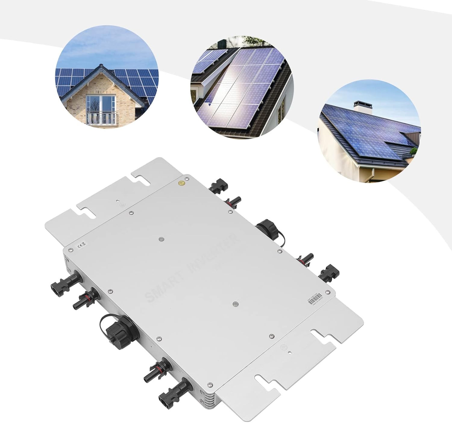 1400W Solar Grid Tie Micro Inverter, 110V Stackable Pure Sine Wave Inverter with 32 bit DSP and LCD Display, IP65 Waterproof for 30V 36V Solar Panel (Silver)