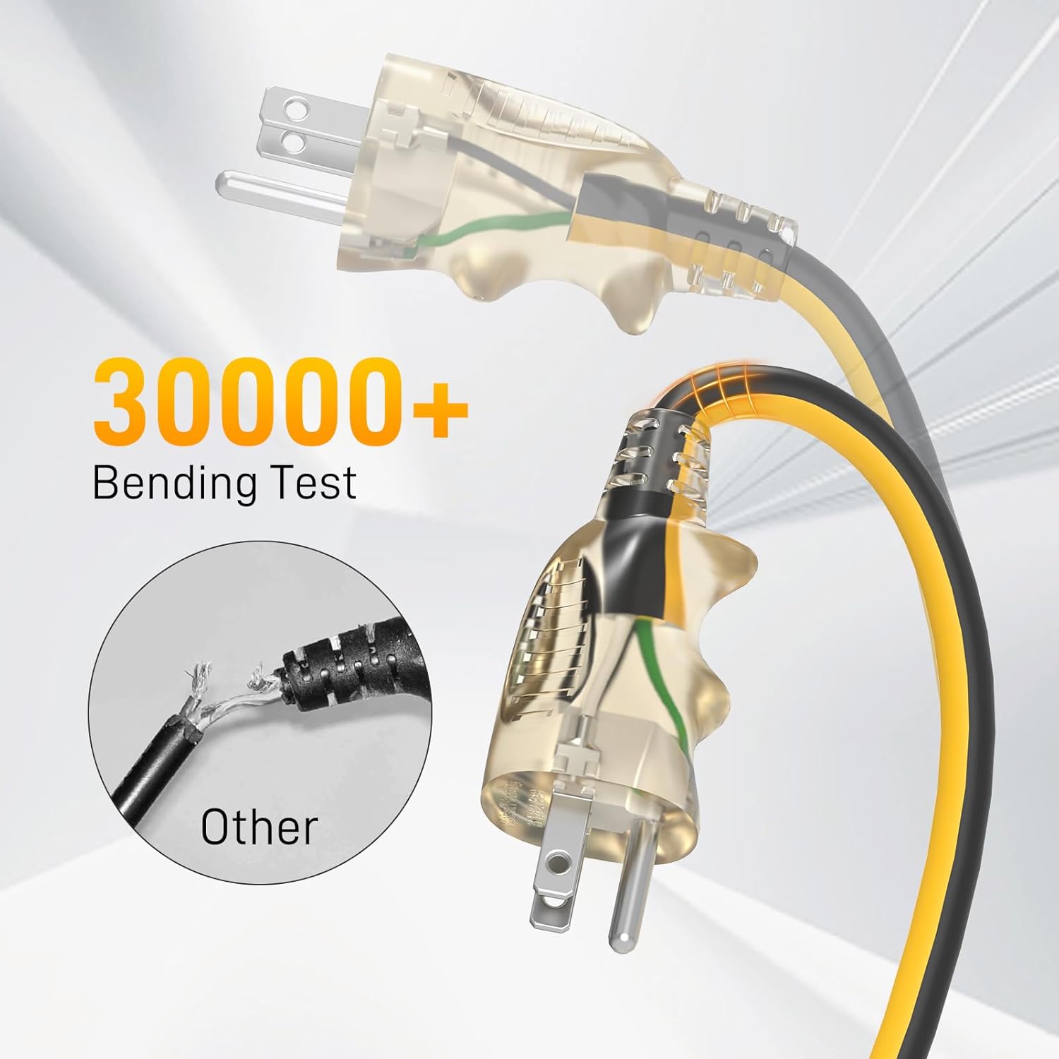 50FT Outdoor Extension Cord with Multiple Outlets, 12/3 Gauge Heavy Duty, 15A 1875W, 3 Prong with LED Light & Locking Plug, Weather Resistant, ETL Certified for Lawn Mower, Tools, Christmas Lights