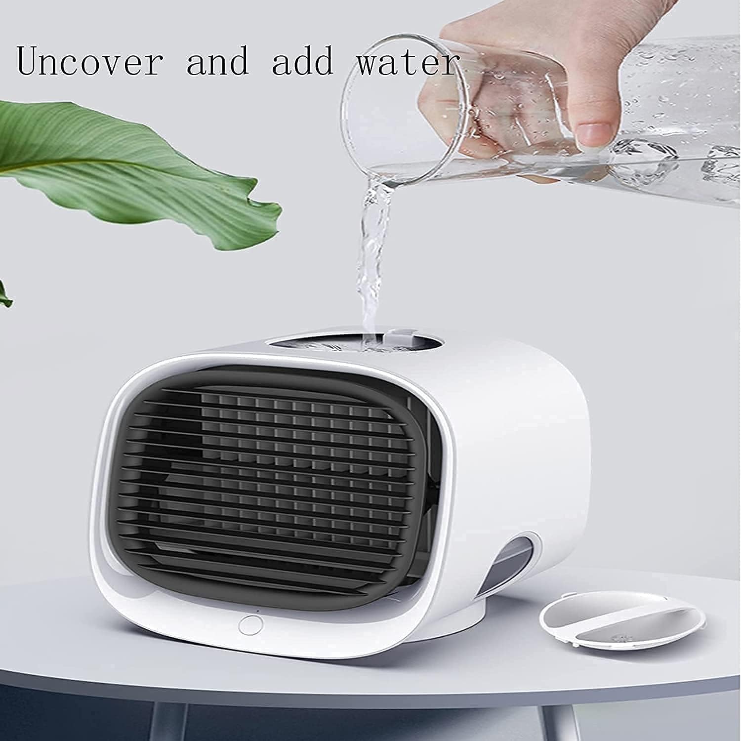 Portable Air Conditioner Fan, 3 Wind Speeds USB Air Cooler, Personal Air Cooler Fan for Home, Room, Desk and Camping (Color : White)